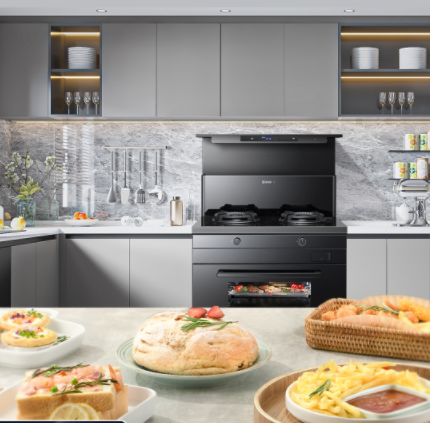 新城注册蒸烤炸集成灶厨房